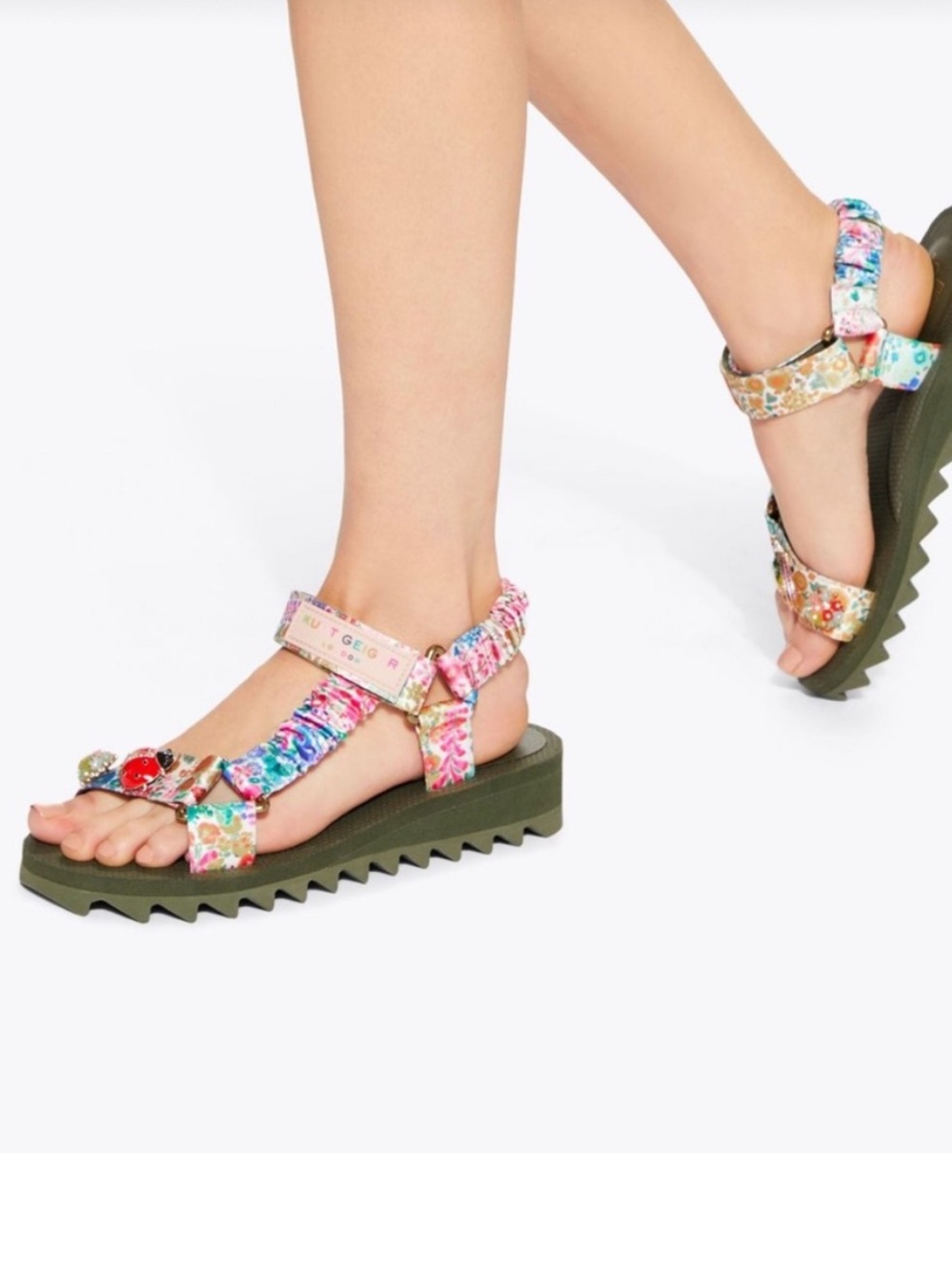 Kurt Geiger Floral Couture Orion Sandal size 38.5 EU or 7 US NWOT